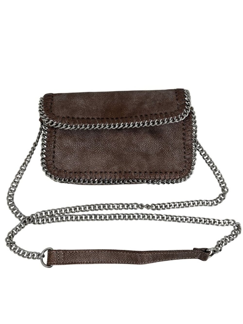 Sondra Roberts Squared Faux Leather Chain Strap Crossbody Bag Metallic Brown & S